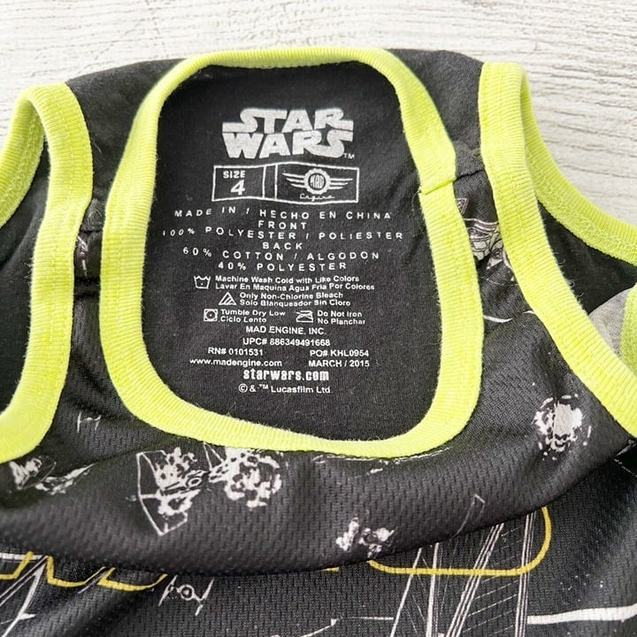 Star Wars Tank Top Boys Trim TIE Fighter Graphic Sleeveless Active Shirt 4