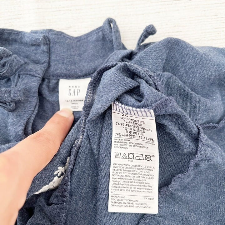 Baby Gap Toddler Dress Blue Chambray Tiered Sundress 12-18 Months