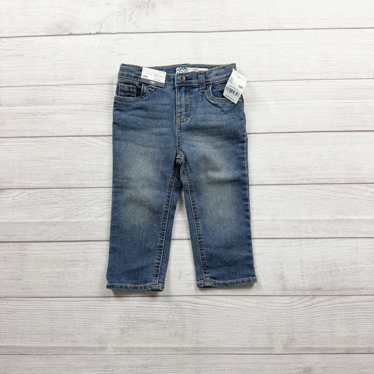 Oshkosh Bgosh Classic Fit Toddler Jeans Distressed Look Denim NWT 12-18 Months