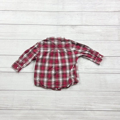 Gymboree Baby Boys Plaid Button Up Shirt Long Sleeve Collared Red 12-18 Months