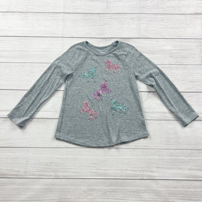 Sonoma Girls Long Sleeve Shirt Gray Glitter Unicorn Print Raglan Top 5