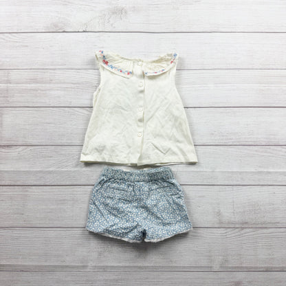 Chelsea’s Corner 2 Piece Outfit Embroidered Top Floral Shorts NWT 9-12 Months