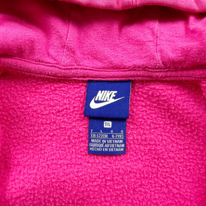 Nike Kids Logo Full Zip Hoodie Pink Fleece Lined Warm Cotton Blend 7