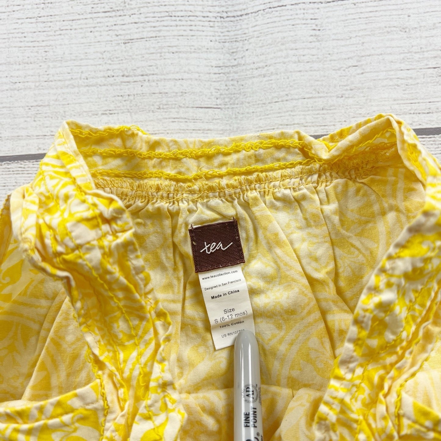 Tea Collection Baby Girl Dress Yellow Print Sleeveless Sundress 6-12 Months