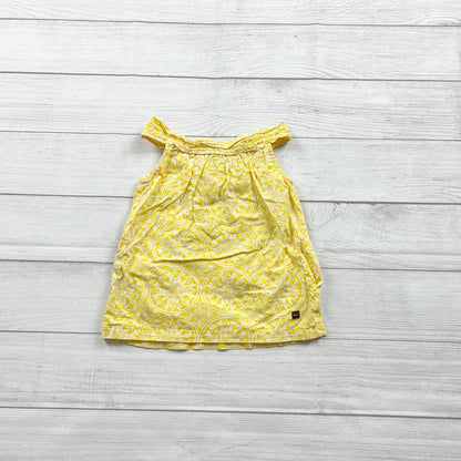 Tea Collection Baby Girl Dress Yellow Print Sleeveless Sundress 6-12 Months