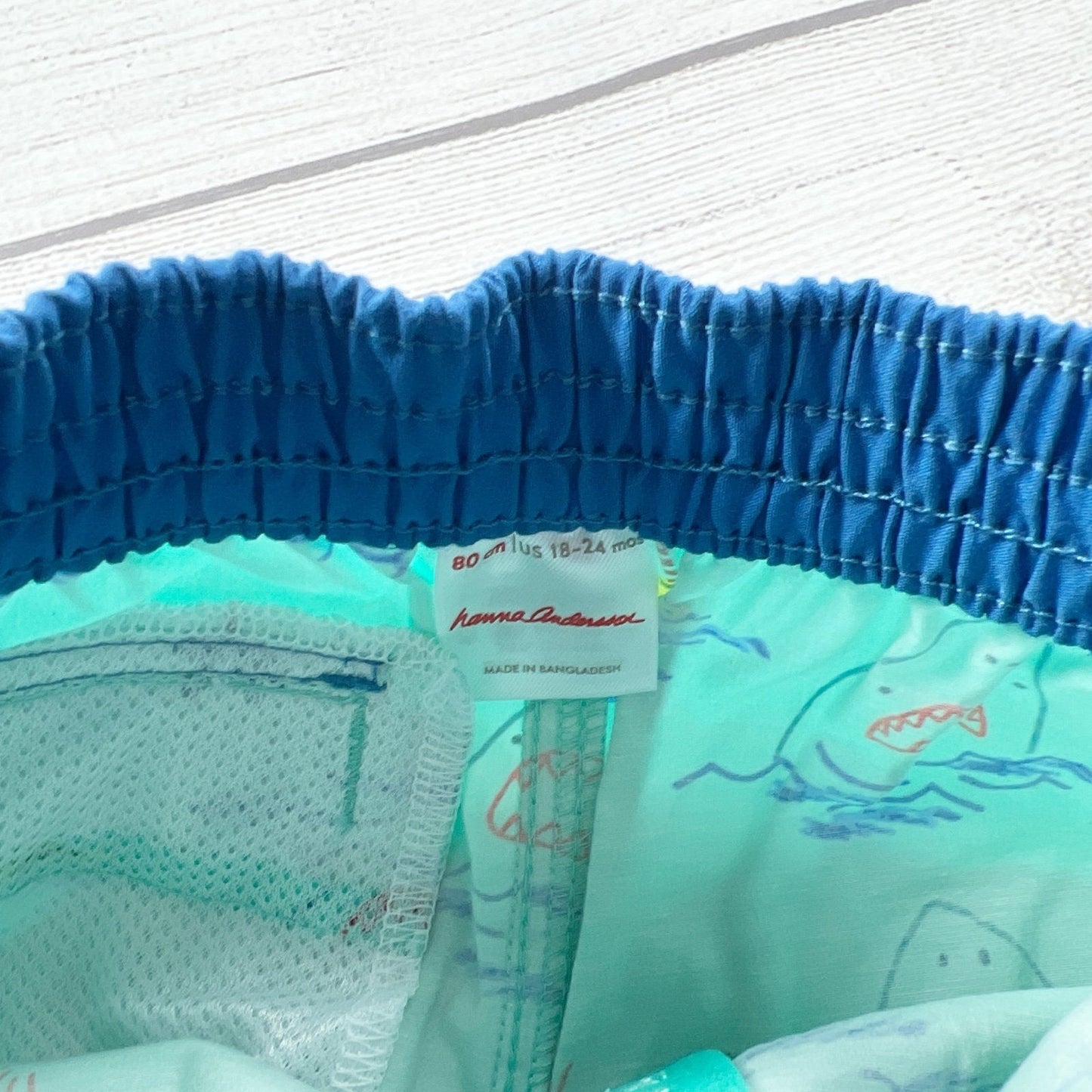 Hanna Andersson Toddler Boy Swim Trunks Shark Print Board Short NEW 18-24 Months