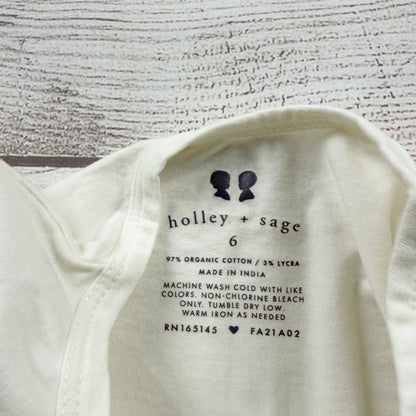 Holley + Sage Kids Organic Cotton White Long Sleeve Henley Shirt NIP 6