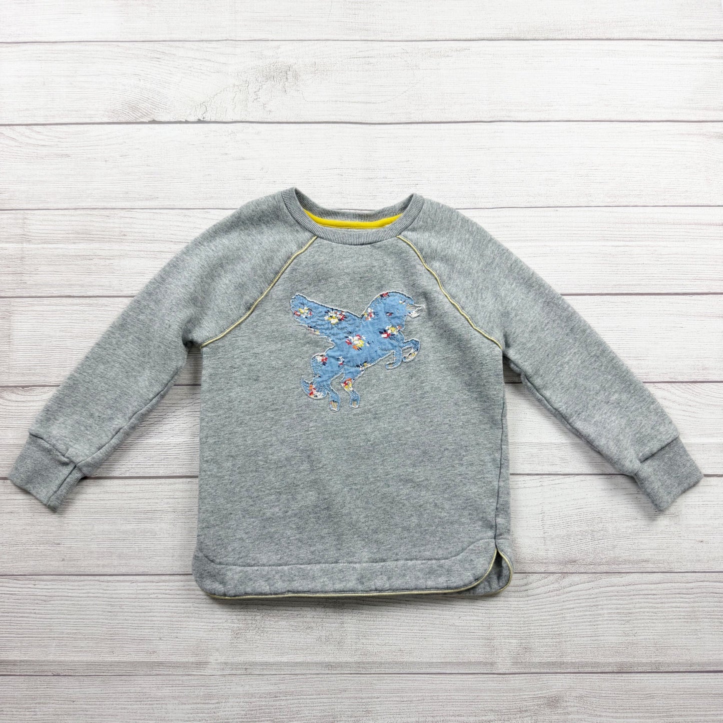 Boden Girls Sweatshirt Raglan Pullover Pegasus Appliqué Cozy Top 7-8