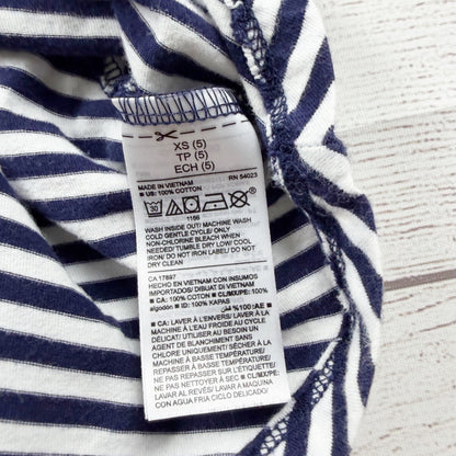 Old Navy Girls Navy White Striped Cotton Skater Dress Keyhole Back XS 5