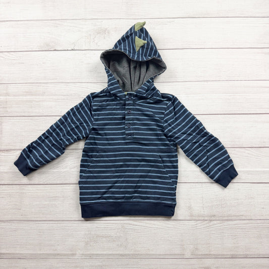 Tommy Bahama Kids Dinosaur Hoodie Sweatshirt Striped Navy With Spikes 4T
