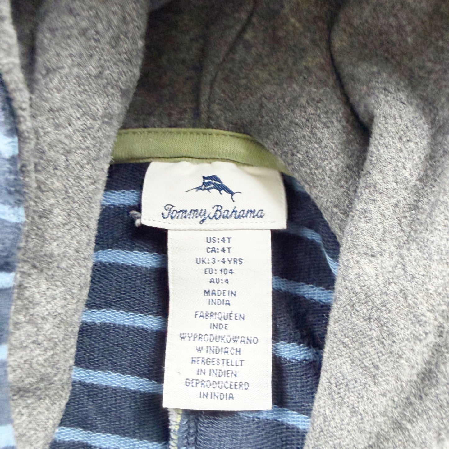 Tommy Bahama Kids Dinosaur Hoodie Sweatshirt Striped Navy With Spikes 4T