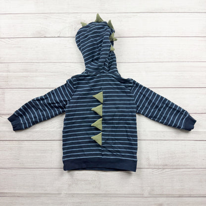 Tommy Bahama Kids Dinosaur Hoodie Sweatshirt Striped Navy With Spikes 4T