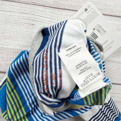 Burt's Bees Baby Organic Sleeveless Striped Romper Classic Buttons NWT 3-6 Months
