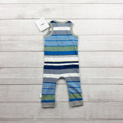 Burt's Bees Baby Organic Sleeveless Striped Romper Classic Buttons NWT 3-6 Months