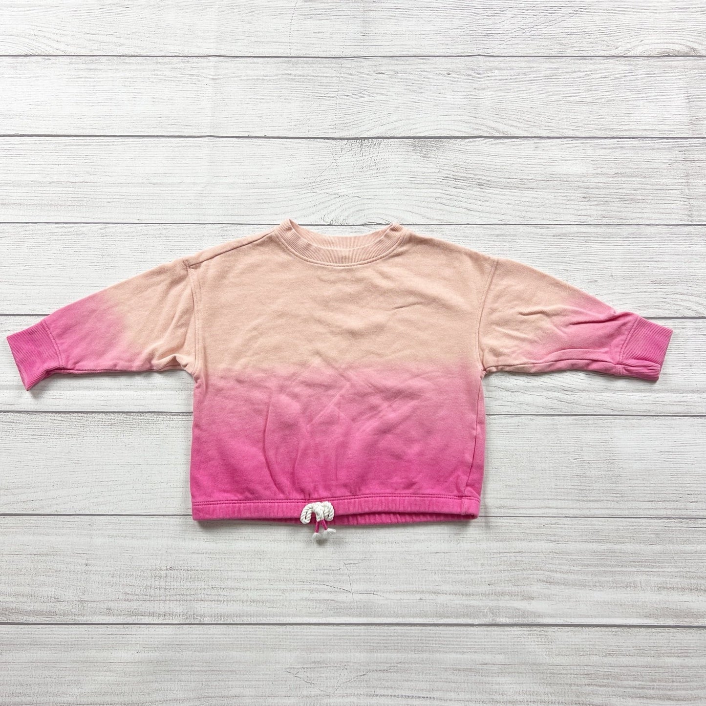 Old Navy Toddler Girl Sweatshirt Pink Ombre Pullover Top Drawstring Hem 2T