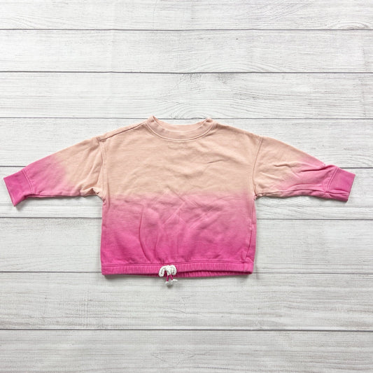 Old Navy Toddler Girl Sweatshirt Pink Ombre Pullover Top Drawstring Hem 2T