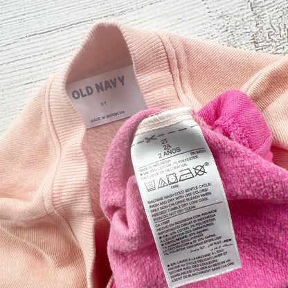 Old Navy Toddler Girl Sweatshirt Pink Ombre Pullover Top Drawstring Hem 2T