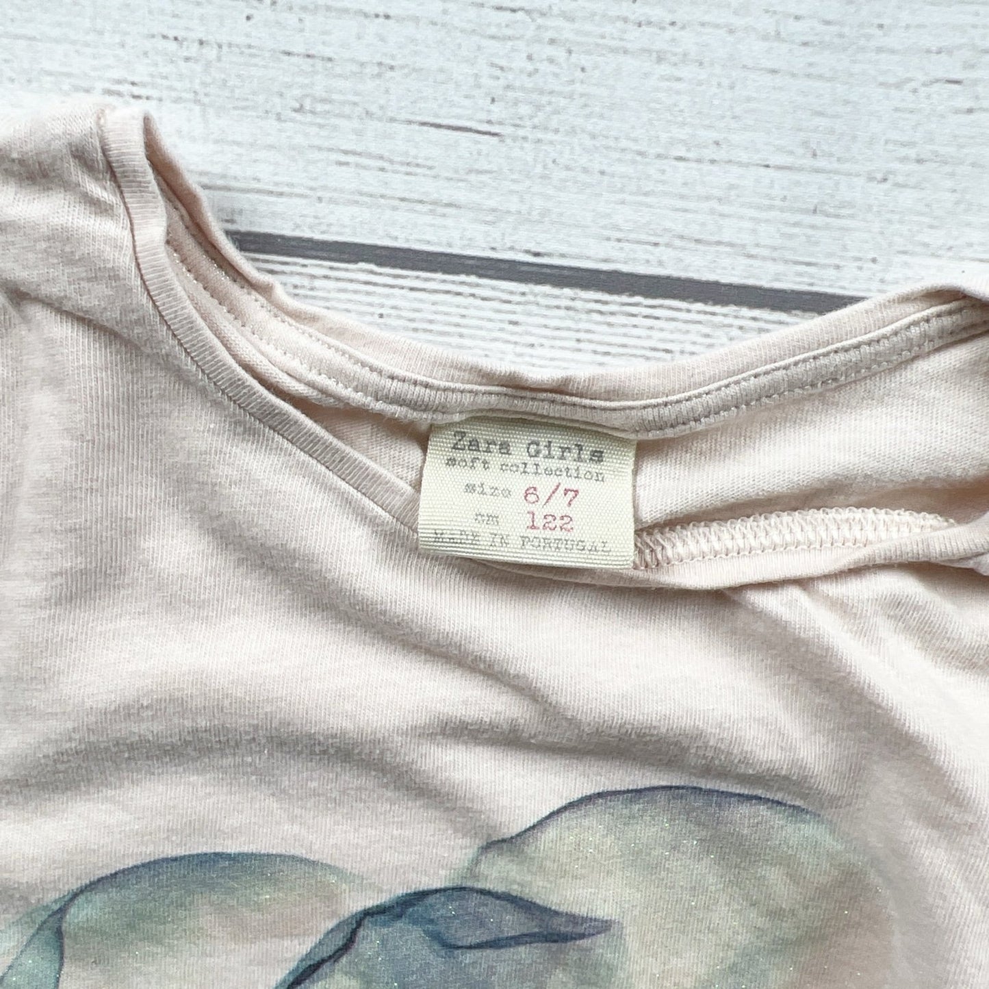 Zara Girls Long Sleeve Graphic Tee Flower Print Shirt 6-7