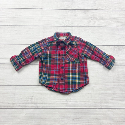 The Children’s Place Toddler Flannel Shirt Plaid Button Long Sleeve 12-18 Months