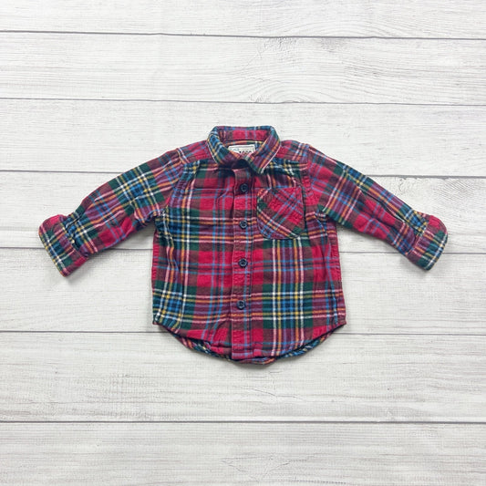 The Children’s Place Toddler Flannel Shirt Plaid Button Long Sleeve 12-18 Months
