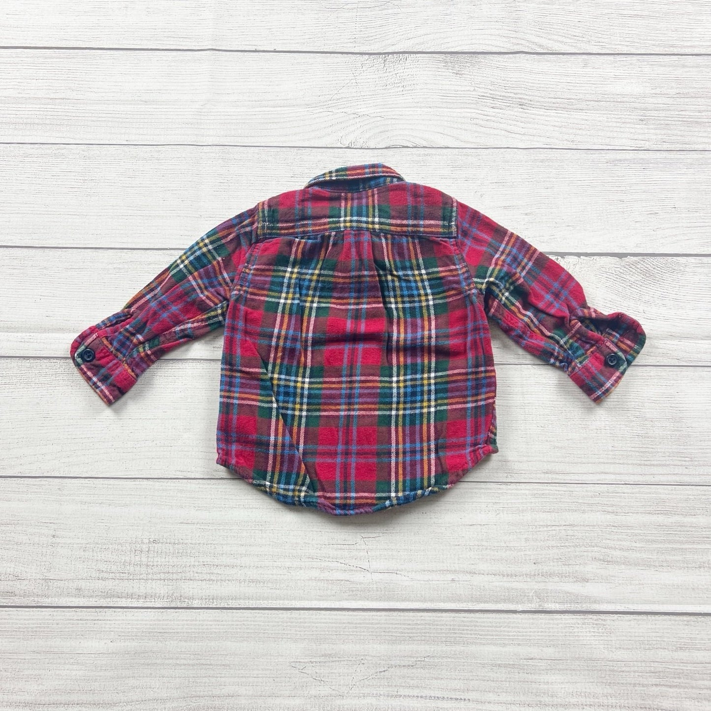 The Children’s Place Toddler Flannel Shirt Plaid Button Long Sleeve 12-18 Months