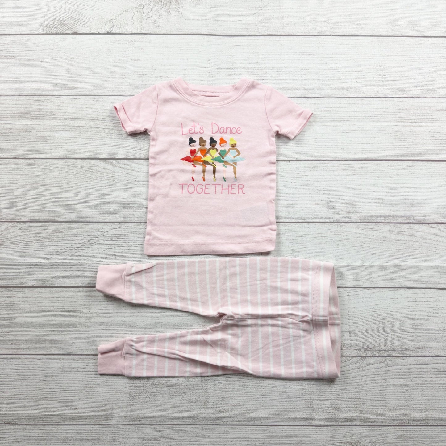 Old Navy Baby Girl Pajamas Ballet 2 Piece PJs Lets Dance Together 12-18 Months