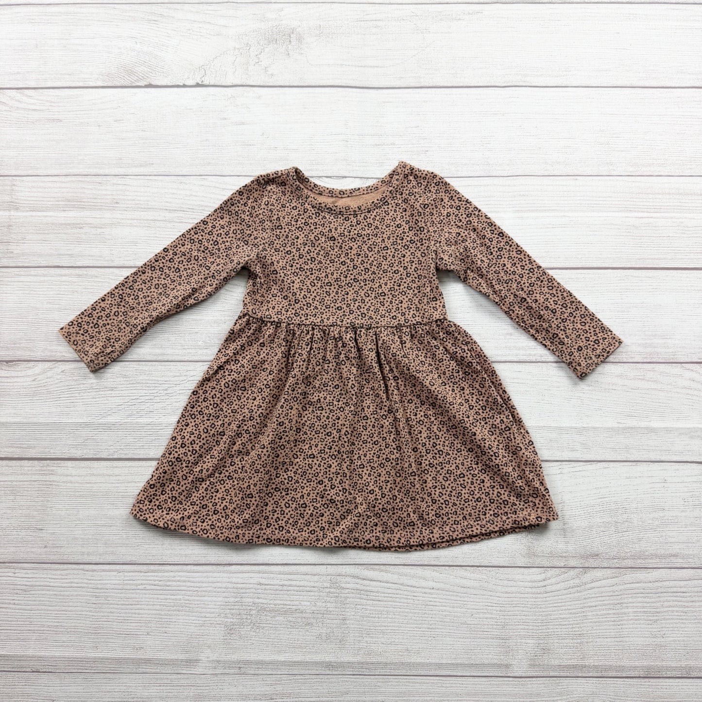 Cat & Jack Toddler Girls Long Sleeve Leopard Print Dress Size 2T