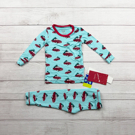 Kickee Pants Kids Christmas Pajama Set Red Car Tree Print Bamboo NWT 2T