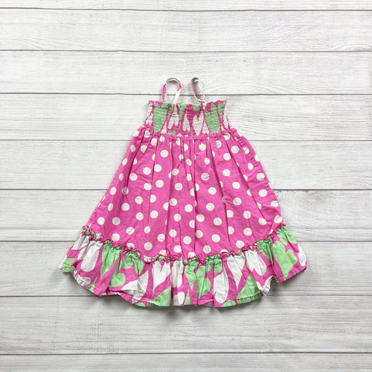 Hanna Andersson Girls Dress Polka Dot Heart Smocked Sundress 4