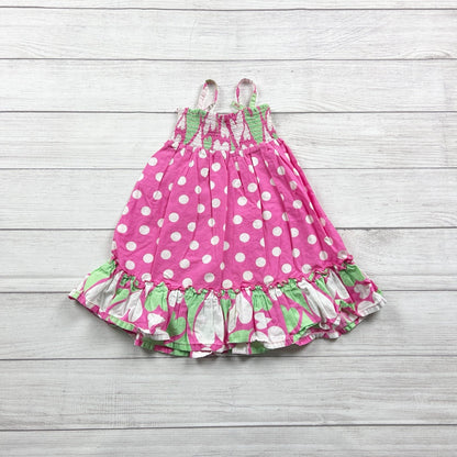 Hanna Andersson Girls Dress Polka Dot Heart Smocked Sundress 4