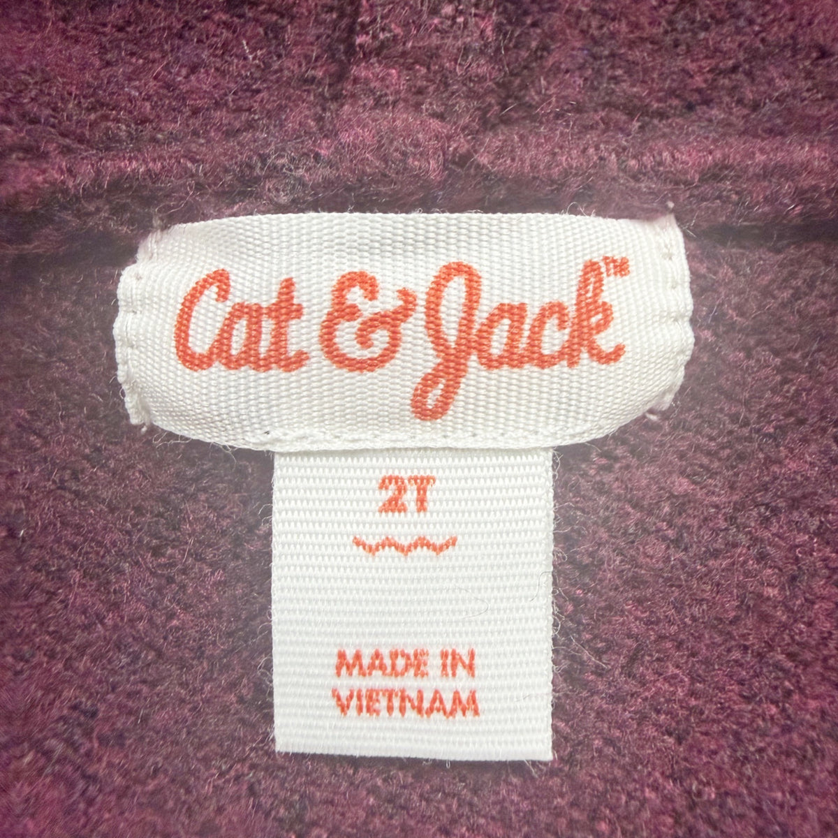 Cat & Jack Burgundy Hooded Zip Sweater Kids Diamond Pattern Acrylic Blend NWT 2T