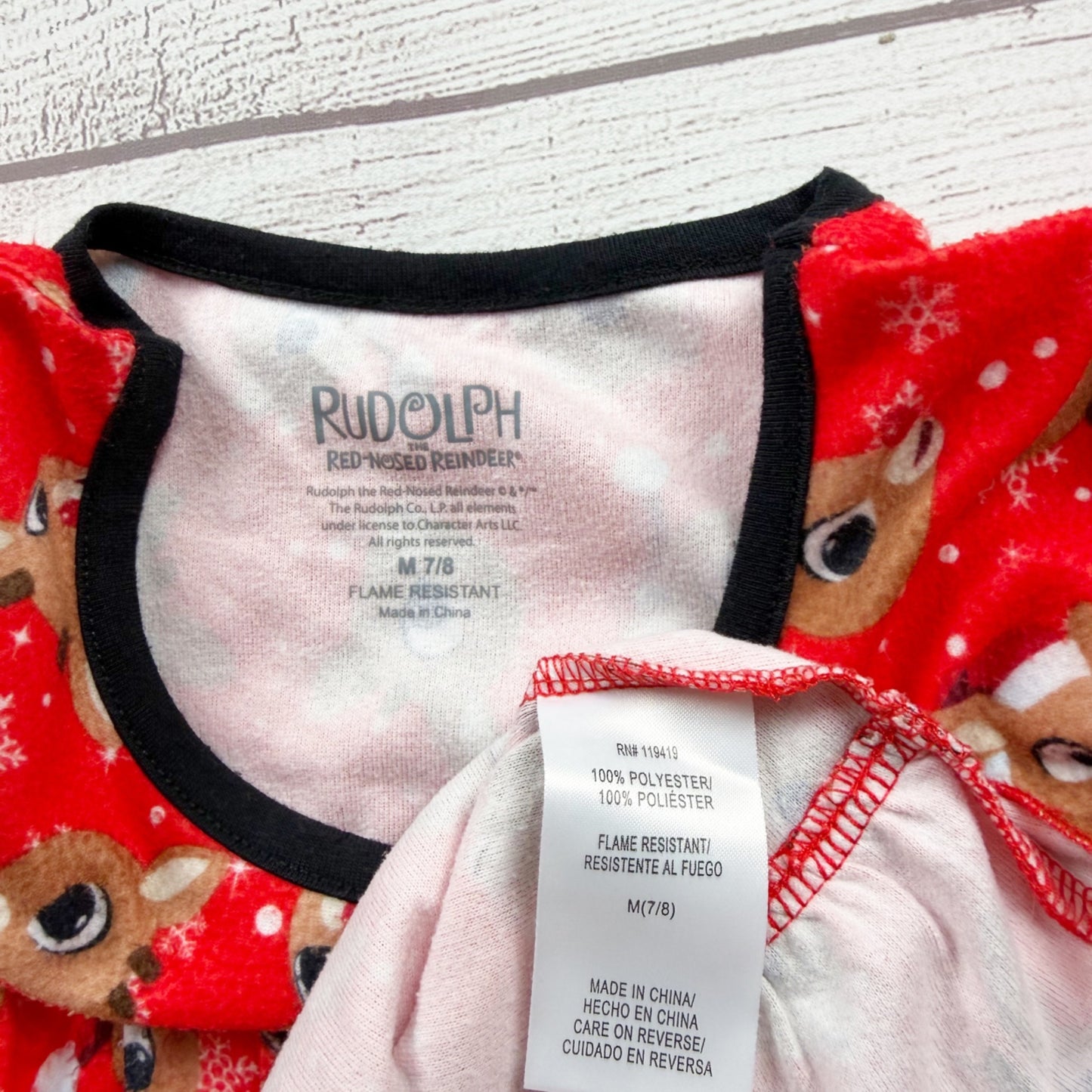 Rudolph Red Nosed Reindeer Girls Christmas Nightgown Long Sleeve Ruffle M 7-8