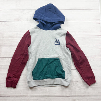 Vineyard Vines Kids Colorblock Hoodie Sweatshirt Gray Maroon Blue M 12-14