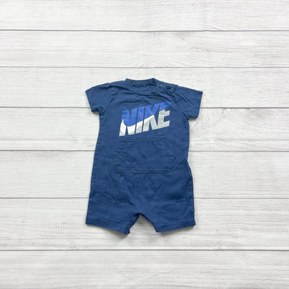 Nike Baby Romper Short Sleeve One-Piece “NIKE” Logo Kangaroo Pocket 3-6 Months