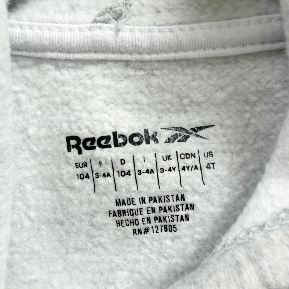 Reebok Girls Grey Hoodie Logo Sweatshirt Cotton Blend 4T