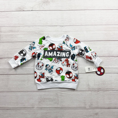 Marvel Spidey Amazing Friends Toddler Sweatshirt Allover Print NWT 9-12 Months