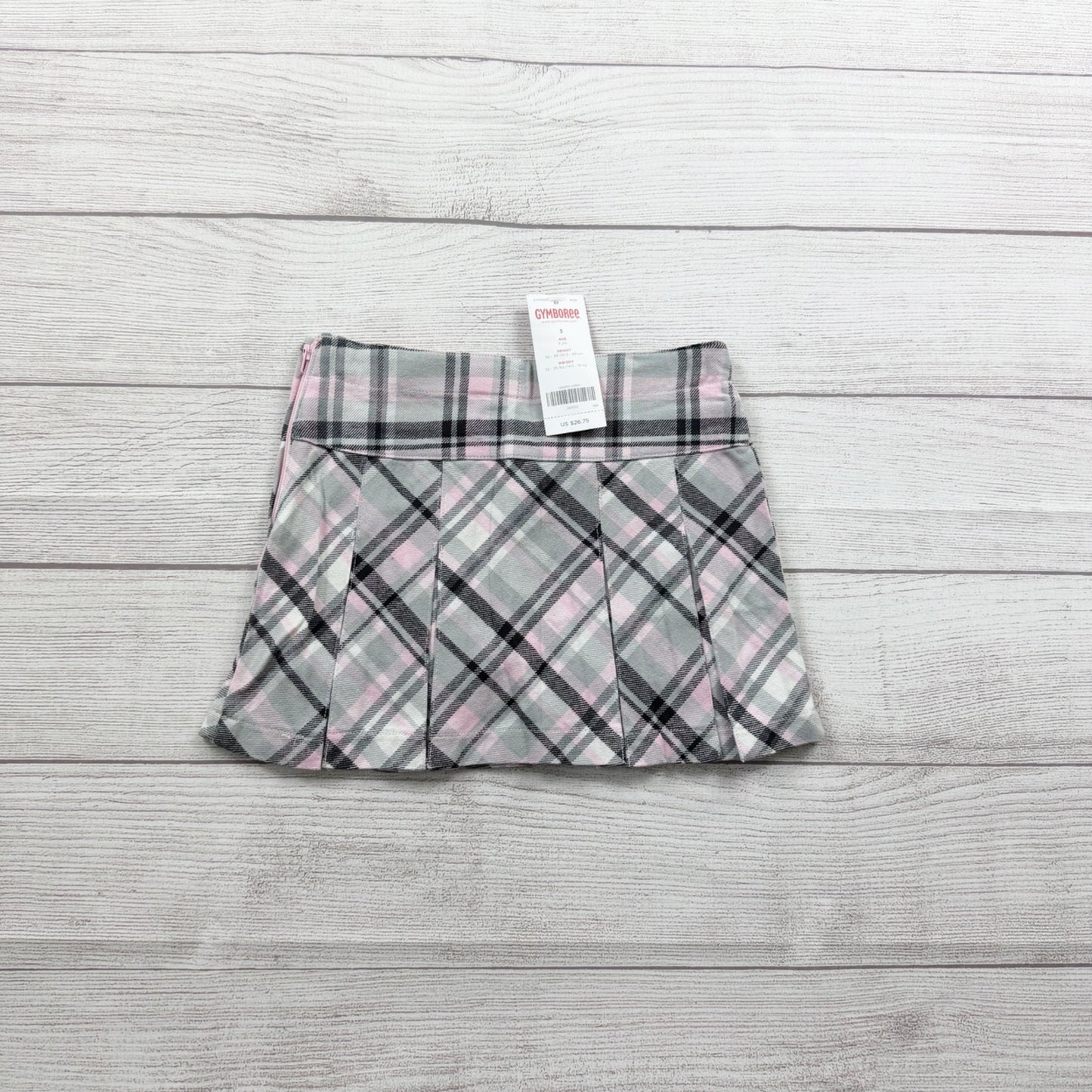 Gymboree Girls Plaid Skirt Pink Gray Black Pleated School Skirt NWT 3T