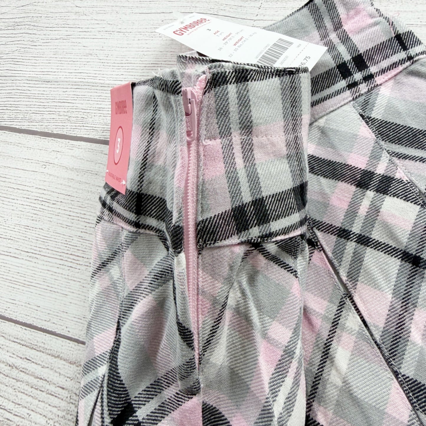 Gymboree Girls Plaid Skirt Pink Gray Black Pleated School Skirt NWT 3T