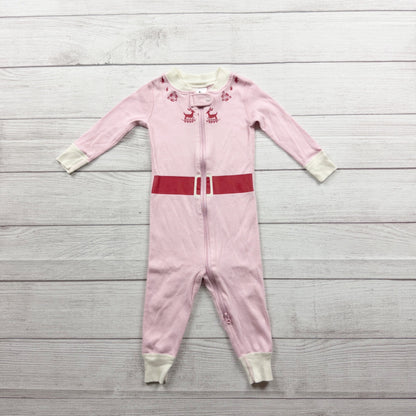 Hanna Andersson Elf Organic Cotton Zip Pajamas Pink Long Sleeve 12-18 Months