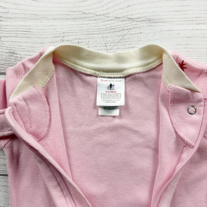 Hanna Andersson Elf Organic Cotton Zip Pajamas Pink Long Sleeve 12-18 Months
