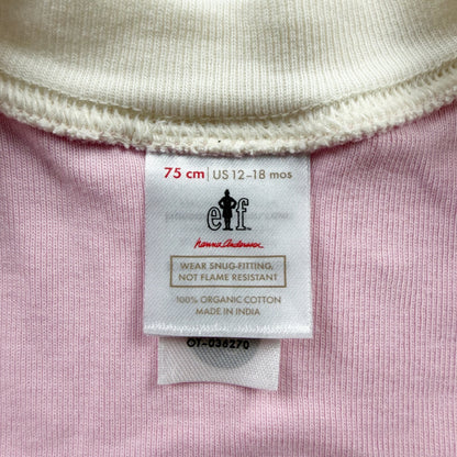 Hanna Andersson Elf Organic Cotton Zip Pajamas Pink Long Sleeve 12-18 Months