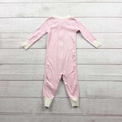 Hanna Andersson Elf Organic Cotton Zip Pajamas Pink Long Sleeve 12-18 Months