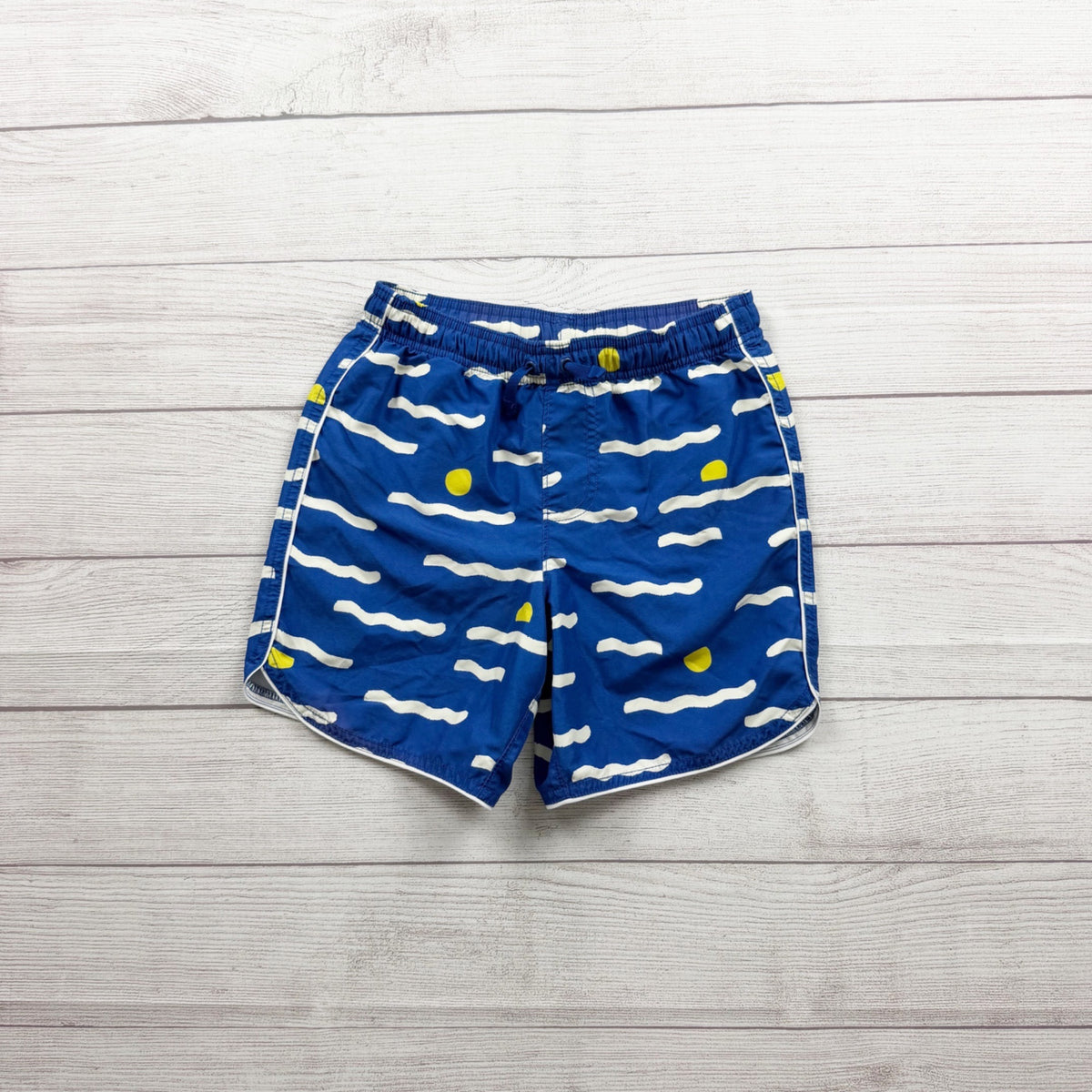 Hanna Andersson Boys Swim Trunk Shorts Blue Wave Print 130 US 8