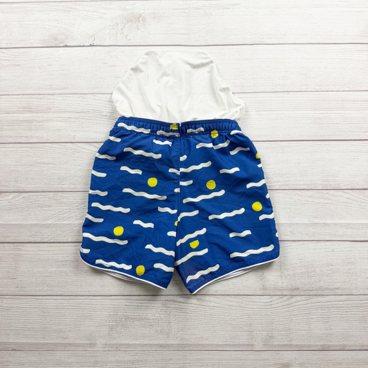 Hanna Andersson Boys Swim Trunk Shorts Blue Wave Print 130 US 8