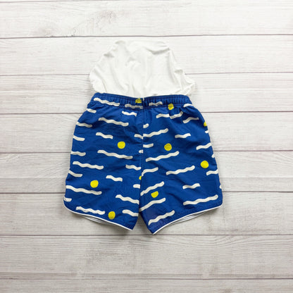 Hanna Andersson Boys Swim Trunk Shorts Blue Wave Print 130 US 8