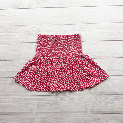 Sugar & Jade Girls Floral Smocked Mini Skirt Red Daisy Print M