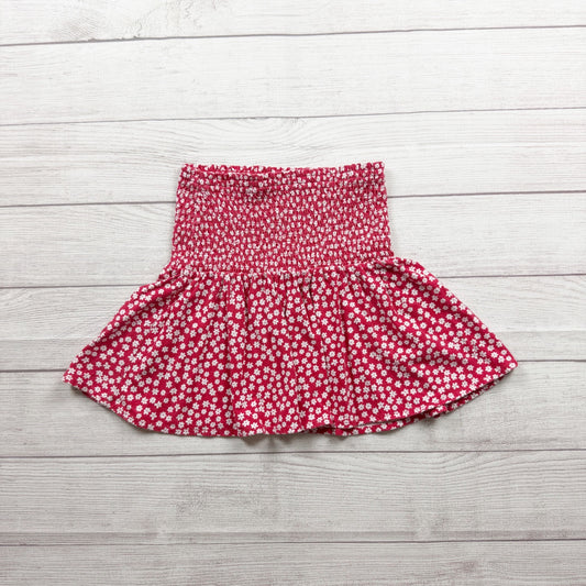 Sugar & Jade Girls Floral Smocked Mini Skirt Red Daisy Print M