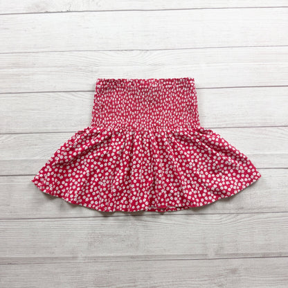 Sugar & Jade Girls Floral Smocked Mini Skirt Red Daisy Print M
