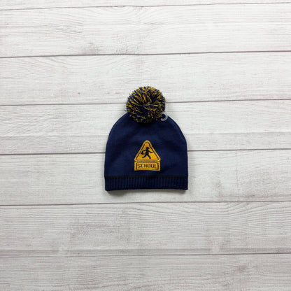 Toby School Bus Knit Beanie Pom  Navy Yellow Toddler NWT 2-4 Years