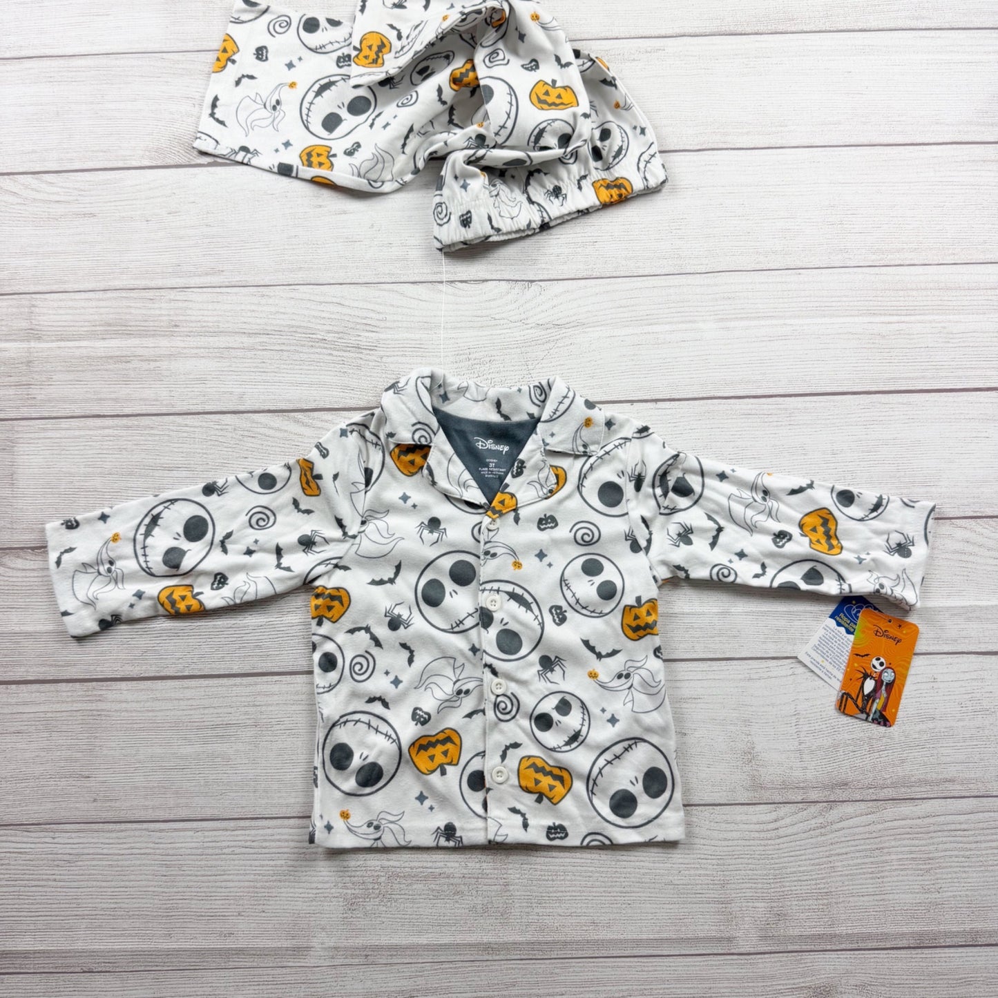 Disney Jack Skellington Toddler Halloween Pajama Set Nightmare Before NWT 3T
